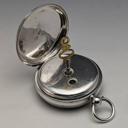 1898 British antique Benson LUDGATE silver side key winding pocket watch works well